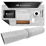 Woodmate 空間を調和するフェルトデスクマット 『空間デザイナー監修』 フェルト 裏面ゴム デスクパッド (ライトグレー, Medium)