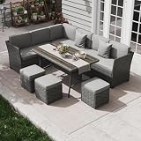 KIGOTY 7 Piece Patio Furniture Set, Outdoor PE Wicker Rattan Outdoor Dining Set,...