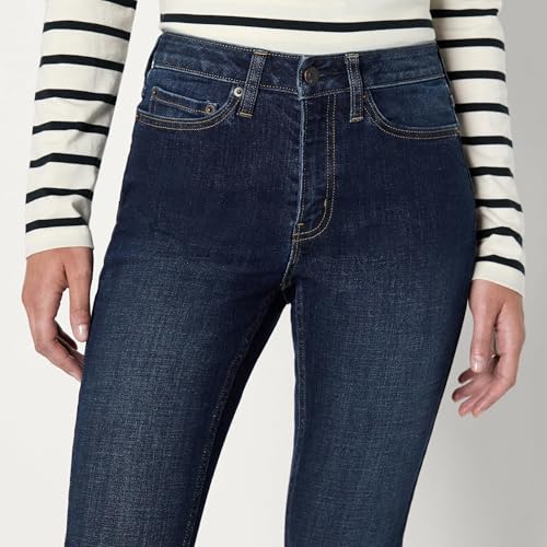 Amazon Essentials Women's High Stretch Mid-Rise Skinny Jeans, Dark Wash, 12
