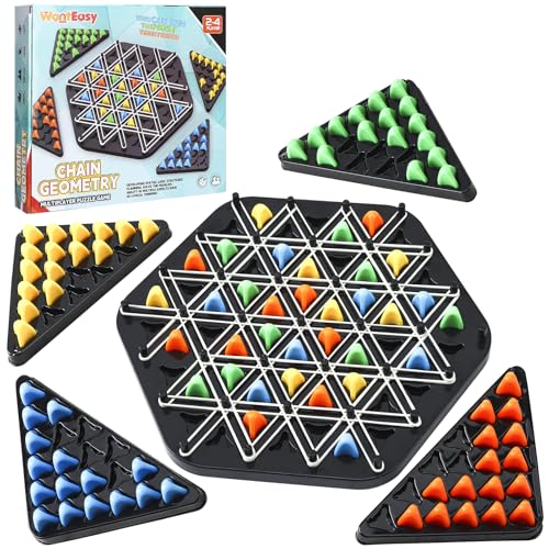 Chain Triangle Game Funny Kids Strategy Game Triggle Board Game Interactive Peg Game Educational Brain Teaser Strategy Puzzle Toy for Adults and Kids