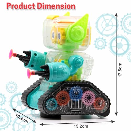 Image of ADITI TOYS Gear Robot Car for Kids, Transparent Electric Robot with Realistic Sound and Light, Bump & Go Gear Robot, Non-Toxic, BIS Approved (Blue)