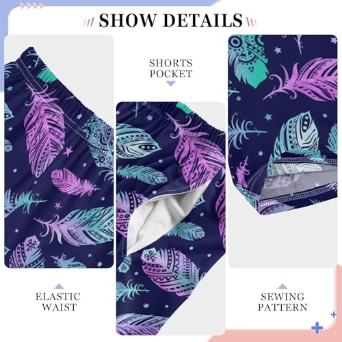 ZZXXB Galaxy Feather Boys Long Pants Soft Trousers Elastic Waist Kids Lounge Bottoms with Pockets S-XL4