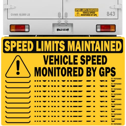 Image of TOTOMO Oversized Vehicle Speed Monitored by GPS Safety Sticker, Speed Limit Maintained, 10-Pack, Large 14 inch x 5 inch Reflective Warning Decal for Fleet Vehicles, Trucks, Vans & Commercial Vehicles