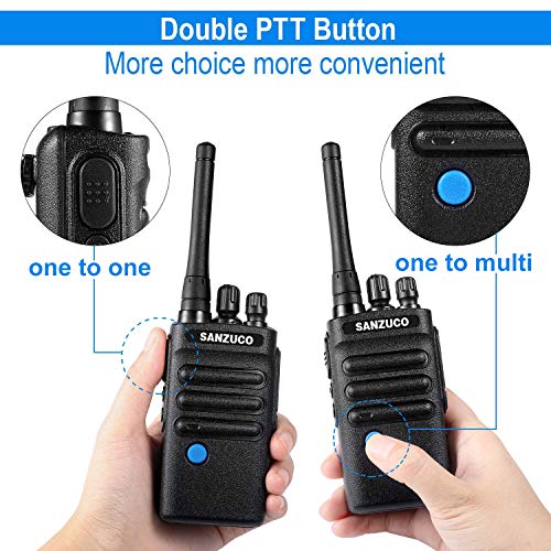 Two Way Radios Rechargeable with Group Talk Button, SANZUCO UHF Long Range 2 Way Radio, Handheld Walkie Talkies with earpiece and mic (2 Packs) - Thumbnail 7