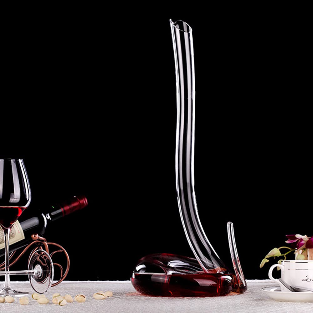 Decanter per vino rosso, decanter per vino a forma Decanter in vetro da vino rosso in cristallo soffiato a bocca da 600 ml, caraffa in stile serpente, bottiglia d'acqua con champagne, regalo di nozze