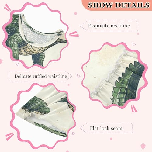 Girls Summer Dress Sleeveless Dress Alligator Pattern Print Design Girls Sundress 2-8 Years3