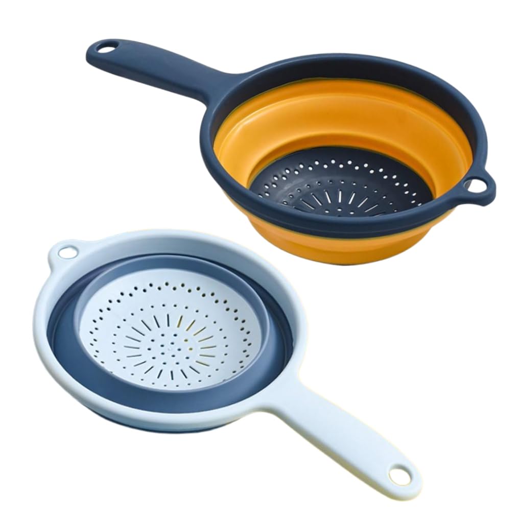 Perodlly Collapsible Colander Foldable Fruit Vegetable Strainer with Handle Drainer for Kitchen 2PCS..