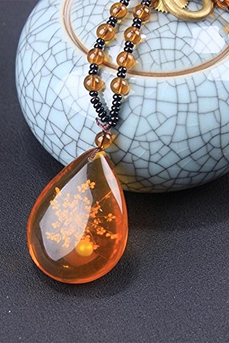 Generic Retro_national_wind_amber_honey_beeswax_ pendant necklace_long_ sweater chain necklace pendant simple_literary_men women_with_Ornaments_ornaments