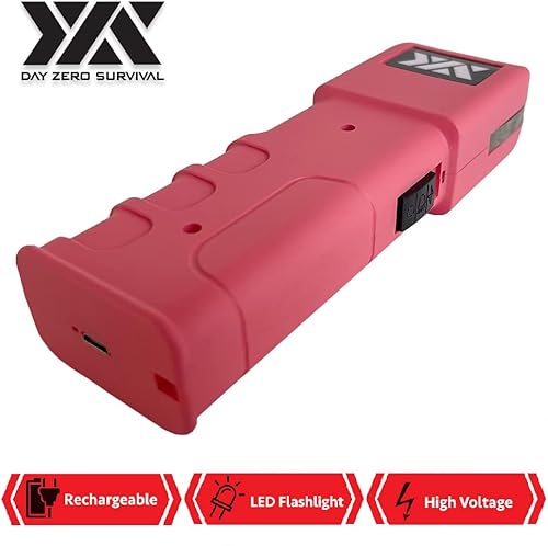 Miniatura 3 de Rosa Mujeres Autodefensa Stun Gun Heavy Duty 100 mil millones de voltios recargable con linterna LED