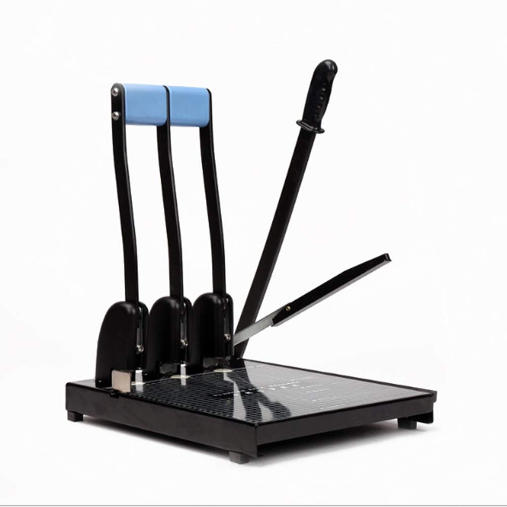 Limaomao Metal Hole Puncher Punch and Timmer Two-in-one 100 Sheet Capacity Metal Heavy Duty Punch 3-Hole for Paper Chipboard Index Cards (Color : Black, Size : 40x40x50cm)