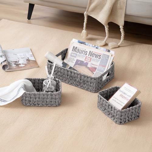 GRANNY SAYS Wicker Storage Baskets, Pack of 1 Large Woven Storage Box and 2 Small Wicker Baskets Waterproof, Bathroom Counter Organisers, Toilet Basket Tank Topper, Grey - Cosy Home Interiors GRANNY SAYS Wicker Storage Baskets, Pack of 1 Large Woven Storage Box and 2 Small Wicker Baskets Waterproof, Bathroom Counter Organisers, Toilet Basket Tank Topper, Grey - Image 7