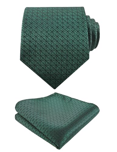 Image of Alizeal Mens Vintage Solid Plaid Tie with Pocket Square 3.15inches Necktie Set