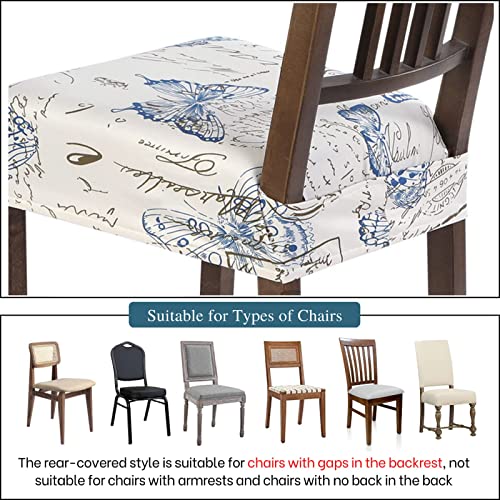 Image of SearchI Stretch Dining Chair Seat Covers Set of 8, Soft Removable Washable Seat Covers for Dining Chairs, Dining Room Seat Cover Slipcover Protector (Rear-Covered, Butterfly)