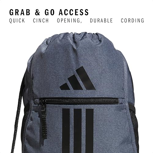 Image of adidas Alliance Sackpack - Drawstring Backpack for Sports, Small Gym, Twill Onix Grey /Black /3, One Size, Alliance Sackpack - Drawstring Backpack Small Bag for Men and Women
