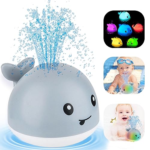 Image of ZHENDUO Baby Bath Toys, Light Up Bath Toys, Sprinkler Bathtub Toys for Toddlers Infant Kids Boys, Automatic Spray Water Bath Toy, Pool Bathroom Baby Toy