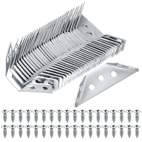 30 Pcs Escuadras Metalicas, Soporte Triangular de Acero Inoxidable, Escuadras Estanterias, Escuadras Forma de Triángulo Acero Inox, Soporte de Esquina para Conectores de Muebles