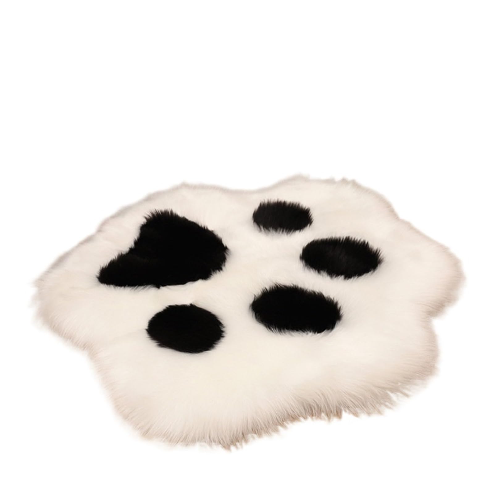 Tapis patte de chat blanc et noir de 45x45 cm en peluche douce pour le sol de la chambre