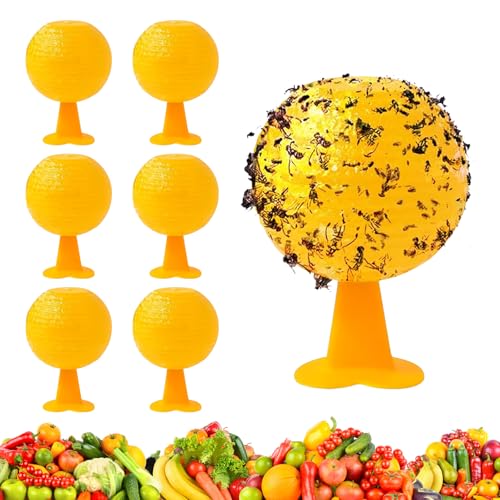 Fruchtfliegenfallen, 6PCS Klebrige Fruchtfliegenfallenbälle, Fliegenfalle für Fruchtfliegen, natürlich und umweltfreundlichFür Fruchtfliegen,Mücken und Spinnen,für Küche,Balkone,Innenhöfe