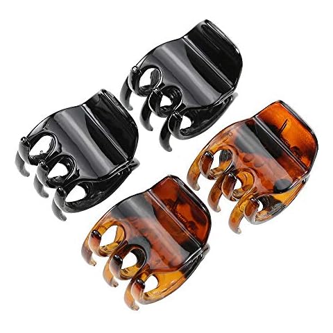 minihope Women's And Girls`s Classics 4 Medium Claw Clips, Great for Easily Pulling Up Your Hair,Pefrect for All Hair Types, Plastic Material, Black and Brown Colors, 4 Count (Pack of 1) Cover