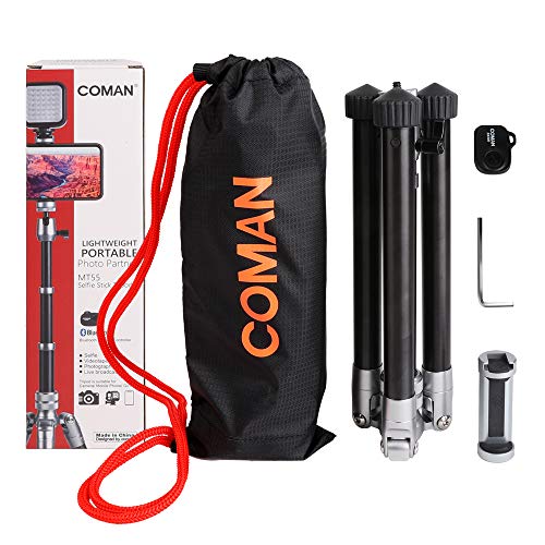 Camera Tripod, COMAN 3 in 1 Phone Tripod and Selfie Stick Tripod with Bluetooth Remote 57 inch for iPhone