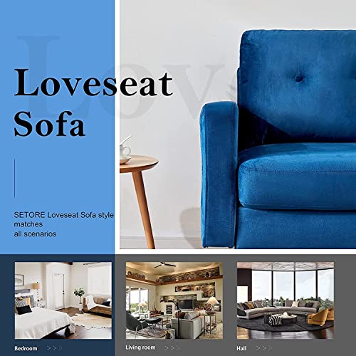 Bettermade Loveseat Sofa,Futon Sofa For Living Room, Velvet Cover Modern Design Couch,Tools-Free Assemble,2 Seats With 600 Lb Load,Blue #TOP5