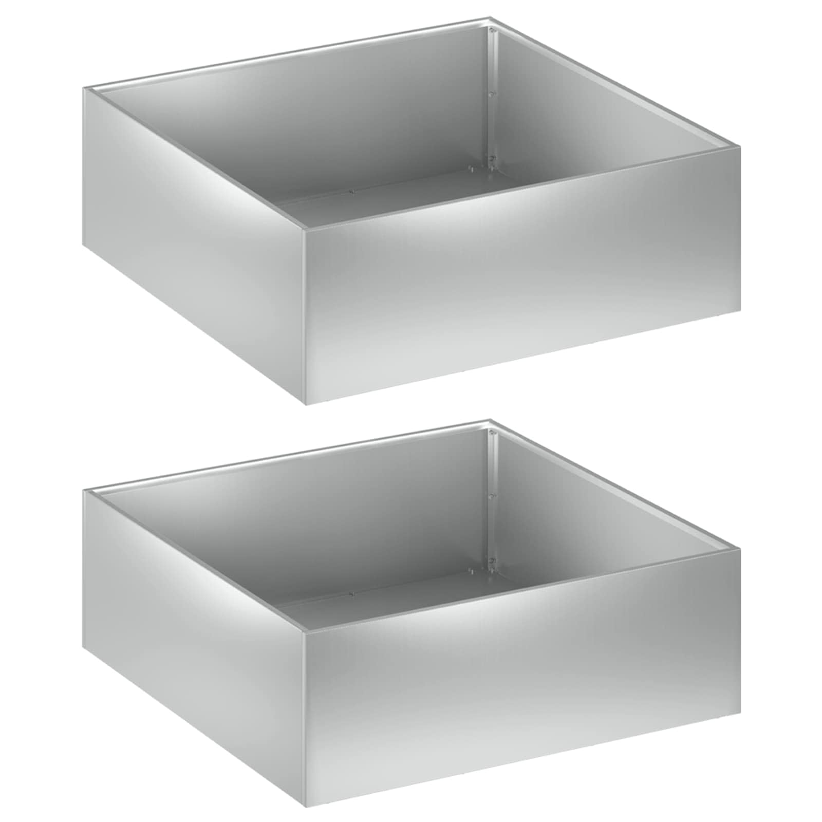 Garten Pflanzgefäß 2 Pack Silber 60 x 60 x 20 cm Stahl Blumenkasten Outdoor