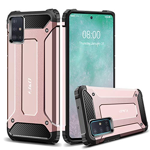 J&D Compatible para Samsung Galaxy A51 Funda, Protección Pesada [Armadura Delgada] [Doble Capa] Híbrida Resistente Funda Protectora y Robusta para Galaxy A51 - Rose Oro