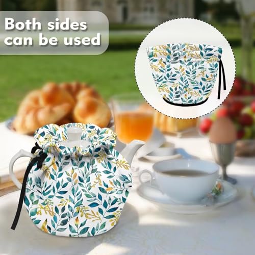 Image of Leave Tea Cosy for Teapots, Dustproof Insulated Tea Pot Protective Cover Kitchen Home Tea Pot Cover Insulation and Keep Warm, Tea Party Restaurant Decor