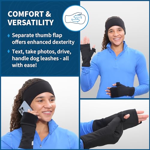 Image of TrailHeads Women's Fingerless Mittens - Lightweight Convertible Running Mitten