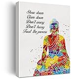 Buddha Quote Trust the Process Inspirational Wall Art Canvas for Women Men Buddhism Meditation Watercolor Prints Framed Home Studio Room Office Artwork Wall Decor 11.5' x 15'