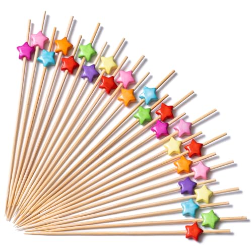 PuTwo Picks for Cocktail Appetizers Fruits Dessert,4.7" in 100 Counts,Colors may vary Stars