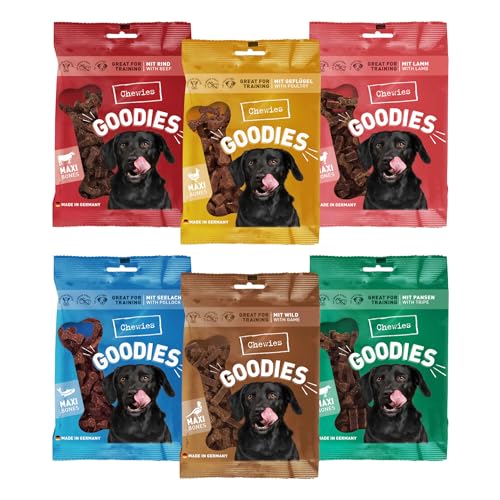 Chewies Training Maxi Snacks Hunde-Leckerli Probier-Paket - gesunde Hunde-Leckerlis ohne Zucker, ideal als Belohnung & Motivation im Hundetraining geeignet, Made in Germany (6 x 200g)