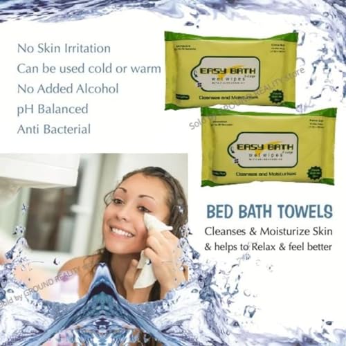 Image of Adult Wet Wipes - Easy Bath (32x32cm), Combo Pack of 24 Packs (240 wipes)