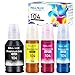 HALLOLUX 104 Tinte Kompatibel für Epson 104 Tintenflasche Multipack für Epson EcoTank ET-2710 ET-2711 ET-2712 ET-2714 ET-2715 ET-2720 ET-2721 ET-2726 ET-4700 (Schwarz, Cyan, Magenta, Gelb)