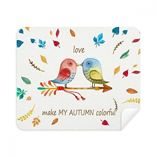 Chiffon de nettoyage en suède pour écran et lunettes motifs oiseaux d'automne x2