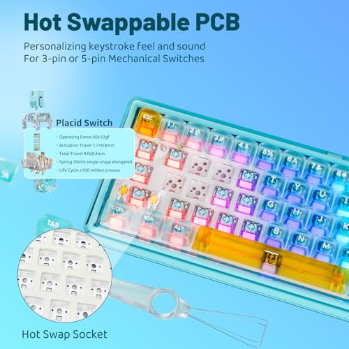 Teclado Mecánico Base68 65% Inalámbrico Bluetooth RF USB-C miniatura 5