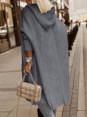 Image of Aoysky Womens Long Cardigans Cable Knitted Open Front Oversized Hooded Outerwear Sweater Coat