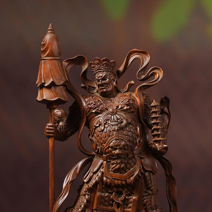 Amazon｜柘植（ツゲ）製 木彫り 七福神 毘沙門天 仏像 置物 彫刻 本木