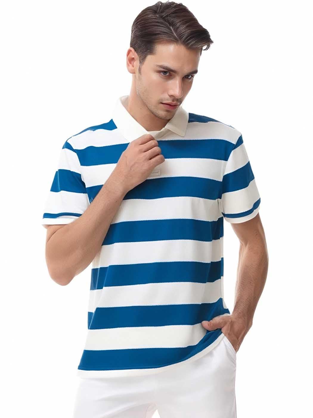 Polo para hombre, manga corta, a rayas, absorbe la humedad, ajuste seco, tallas S-3XL