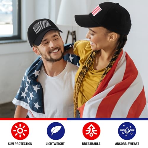Image of Tarpop 6 Pcs American Flag Baseball Cap 250th Anniversary Tactical American Flag Hats Adjustable Washed Us Cap for Women Men