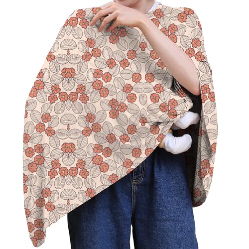 Image of Seejoy Multi-use Nursing Cover for Breastfeeding, 360°Full Coverage Nursing Poncho, Rayon Soft & Breathable Breastfeeding Cover up (Smooth Rayon, Floral Leaf)