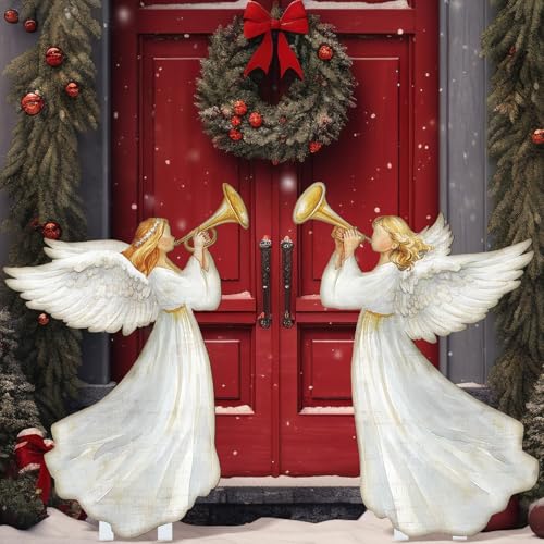 Moxweyeni - Juego de 2 piezas para decoración de patio de ángel de Navidad para exteriores, decoración...