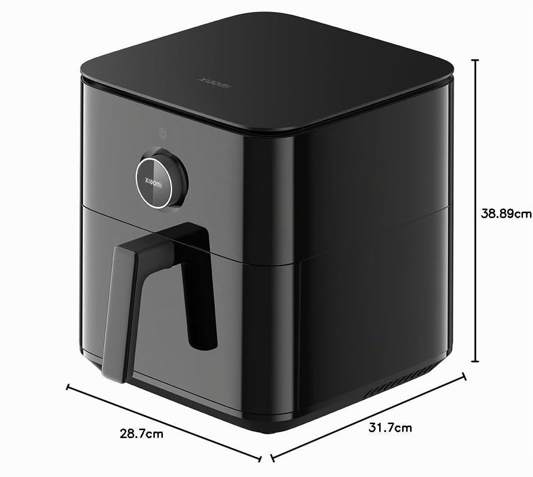 Xiaomi Smart Air Fryer 6.5L Friggitrice ad aria 6.5L, 1800W, 100 ricette, display OLED, temperatura regolabile 40°C-220°C °, cottura uniforme 360°, nero