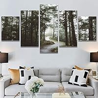 SIGNWIN 5 Panel Canvas Wall Art Rustic Woods for Home Decorations Ready to Hang - 60
