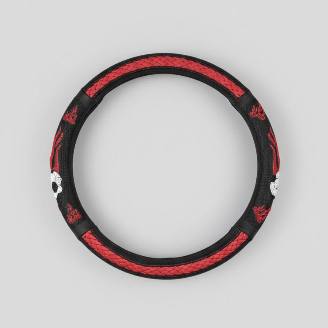 MERISH Steering Wheel Cover, Flame Design with Textured Grip Universal for All Cars (RED)-image-12