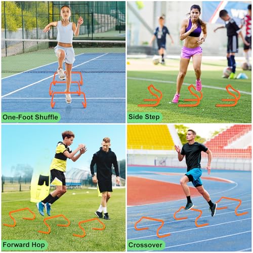 agility hurdles training equipment - speed hurdles and soccer cones with carrying bag for soccer football and track drills ideal for athletes speed and agility training