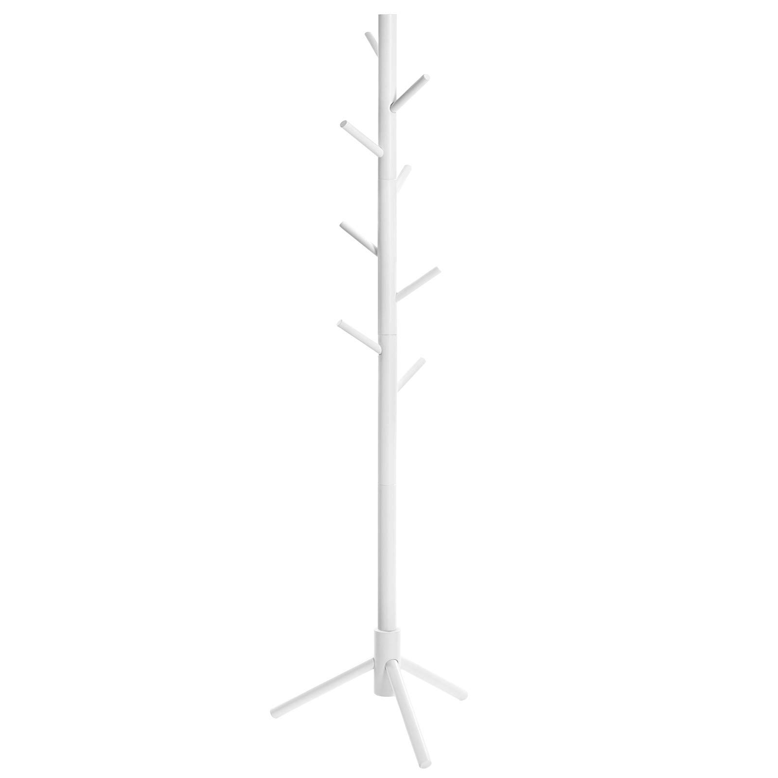 VASAGLE Coat Rack Freestanding, Coat Tree, Solid Wood Coat Stand with 8 Hooks for Coats, Hats, Bags, Purses, for Entryway, Hallway, Rubberwood, White URCR04WT