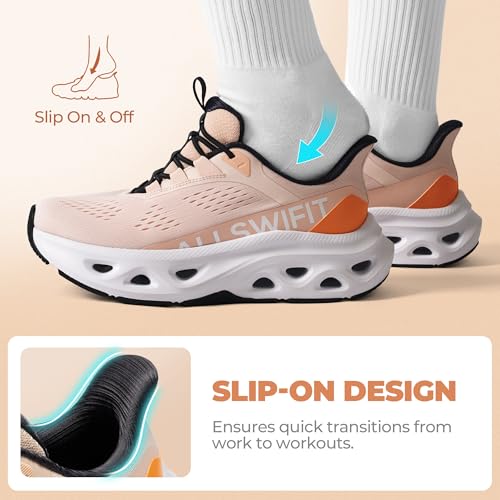 ALLSWIFIT Women's Slip On Cushioned Walking Fashion Sneaker,Pink/Orange,8 - image 5