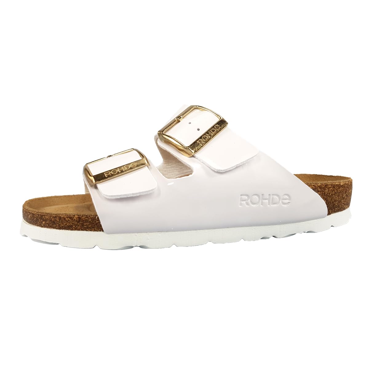 Rohde Alba Women's Classic Sandals, Mules, Summer Shoes, Slippers, Cork Footbed, 09 white lacquer, 4 UK
