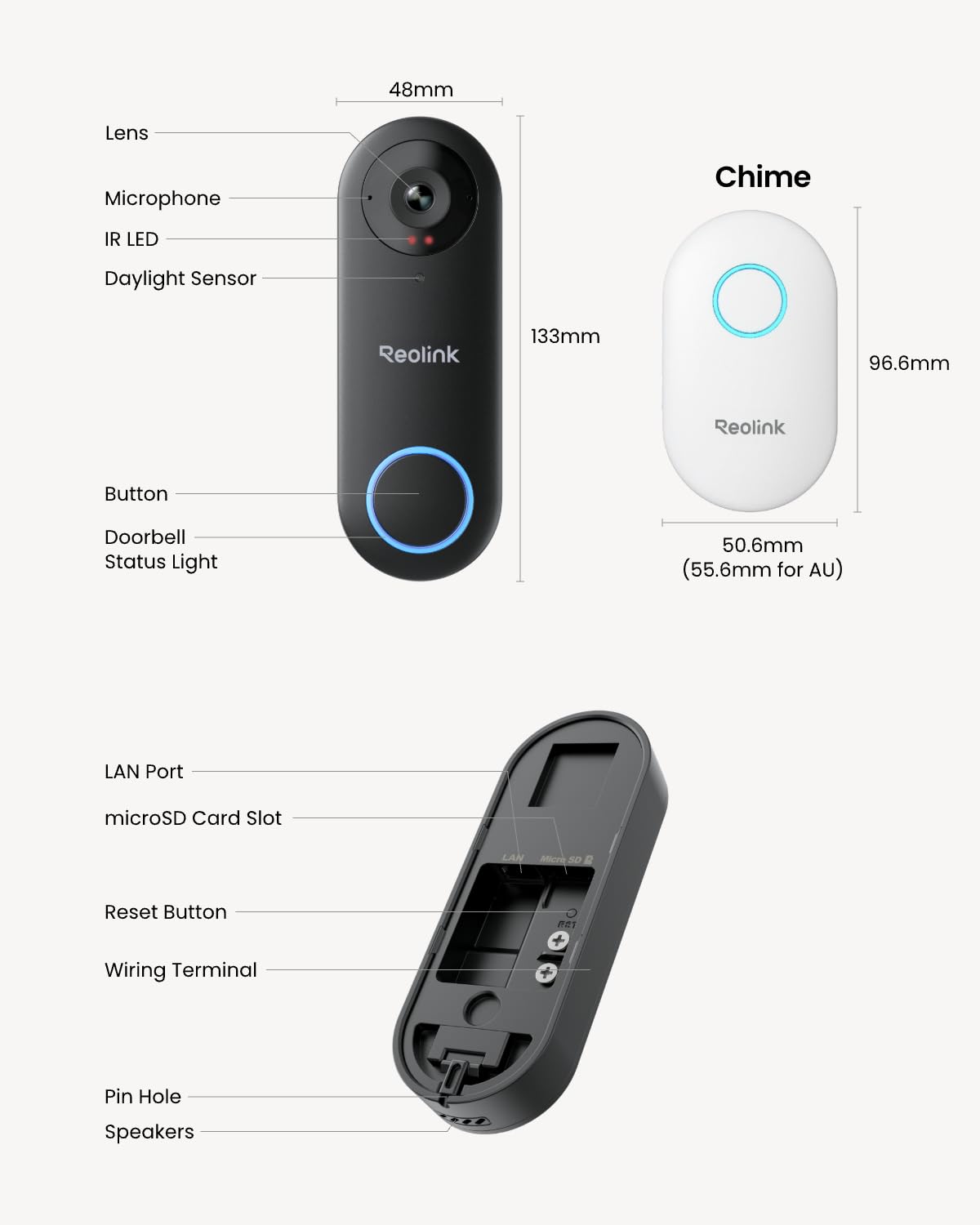 REOLINK Wired Video Doorbell WiFi, 5MP HD Door Bell Camera, 2.4 / 5GHz Wi-Fi Security Cam System, Human Detection, Cloud/microSD Card Storage, FrontDoor, Chime Included